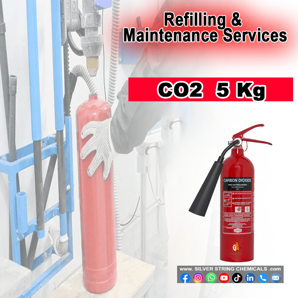 C02 5kg - Refilling. Silver String Chemicals Biggest Safety Online Shop Items Pakistan, Fire Safety Items, Health Safety Items, Work Safety Items, Industrial Safety Items Available, Hydrant, Sprinkler, Fire Alarm, Suppression, E500, Bristol, Naffco, Lifeco