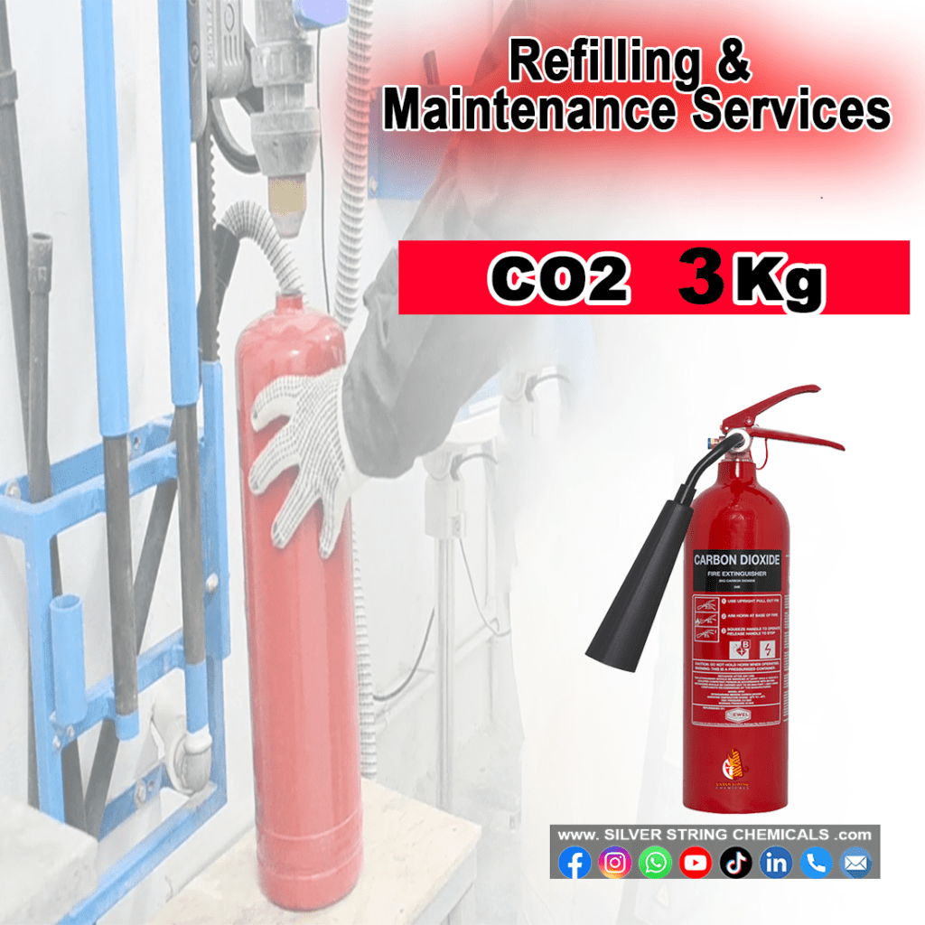 C02 3kg - Refilling. Silver String Chemicals Biggest Safety Online Shop Items Pakistan, Fire Safety Items, Health Safety Items, Work Safety Items, Industrial Safety Items Available, Hydrant, Sprinkler, Fire Alarm, Suppression, E500, Bristol, Naffco, Lifeco