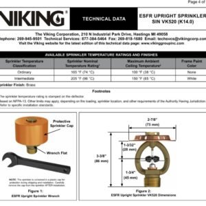 VIKING ESFR UPRIGHT SPRINKLER VK520 (K14.0) by silver string pakistan