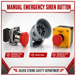 MANUAL EMERGENCY SIREN HOOTER & PUSH BUTTON BY SILVER STRING NATIONWIDE DELIVERY
